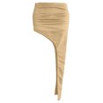 thumbnail image 4 of Women's Y2K Sexy Asymmetric Ruched Mini Skirt, Bodycon High Slit Irregular Hem Skirt, Summer Trendy Gathered Stretchy Party Club Skirt, 4 of 4