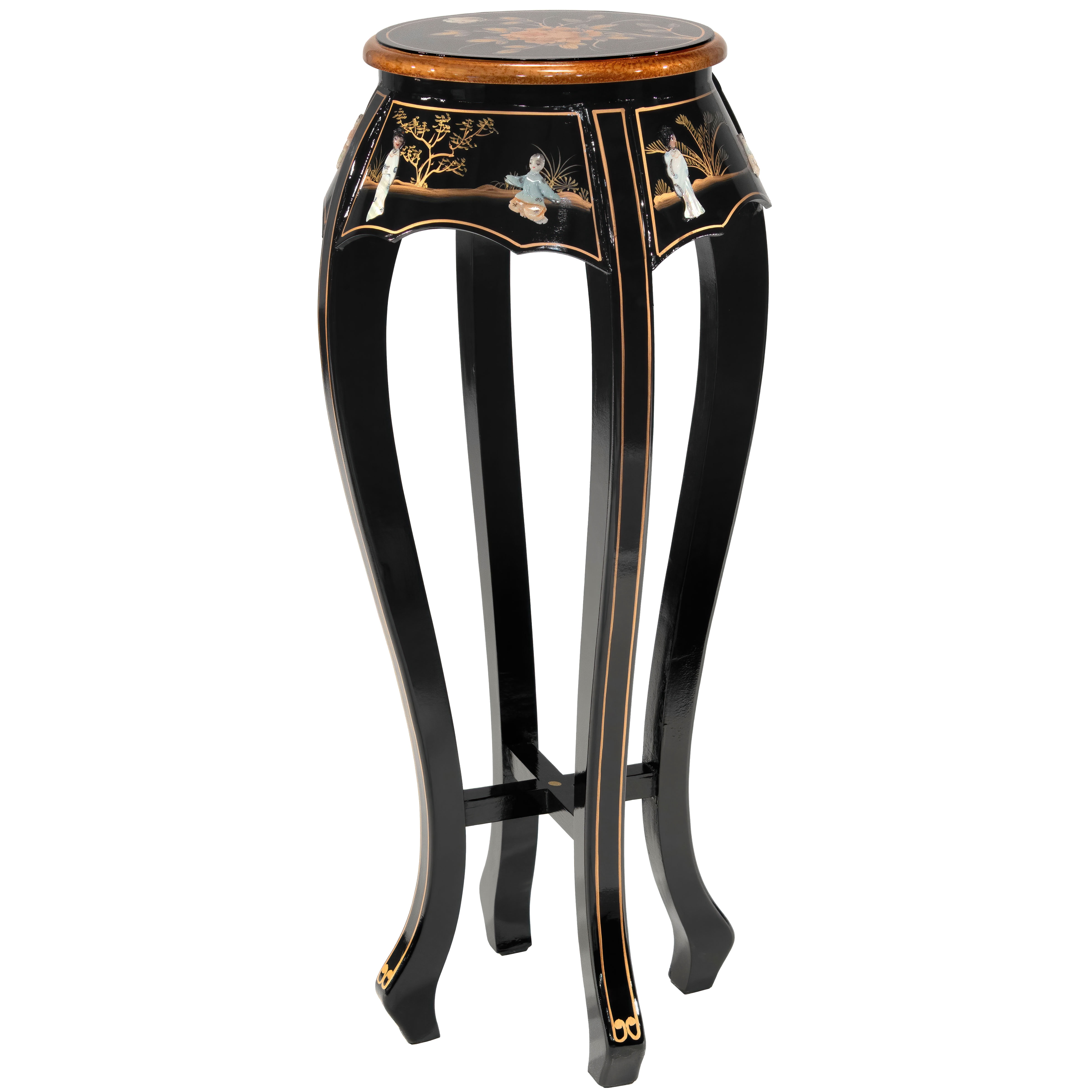 Oriental Furniture 15" x 15" x 36" Black Wood Plant Stand