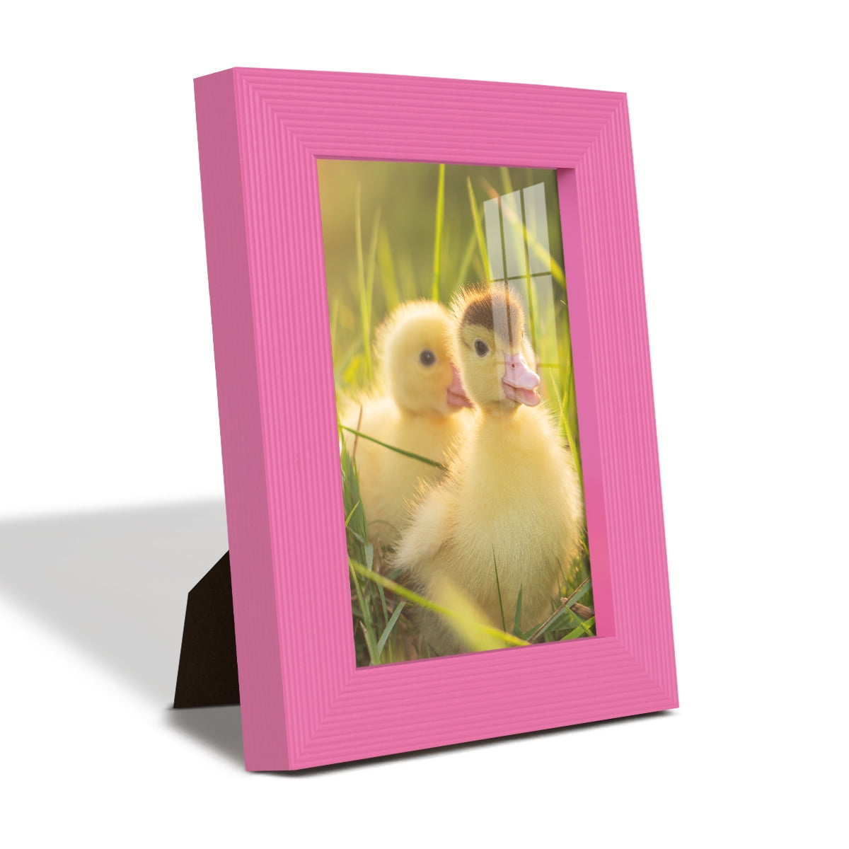 Grooved 3.5 in. x 5 in. Pink Picture Frame Set (Set of 4)