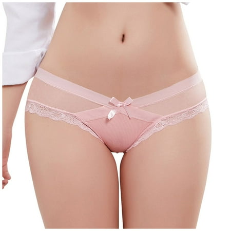 Kopltyrfg Women Sexy Criss Cross Underwear Seamless Bikini Panty Brief Thong Pink XL