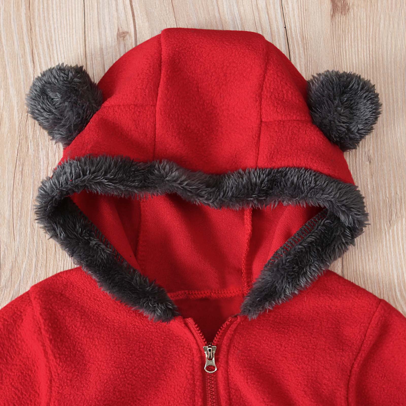 Fleece Baby Bodysuits Infant Onesie Kids Hooded One Piece Romper Outerwear Toddler Jacket Fleece Jacket Coat Zipper Jumpsuits Red,3 Years