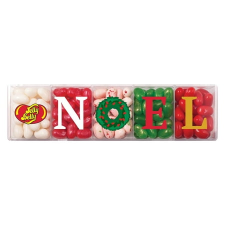 Jelly Belly Christmas 5-Flavor NOEL Clear Gift Box of Jelly Beans - 4 Ounces of Holiday Candy