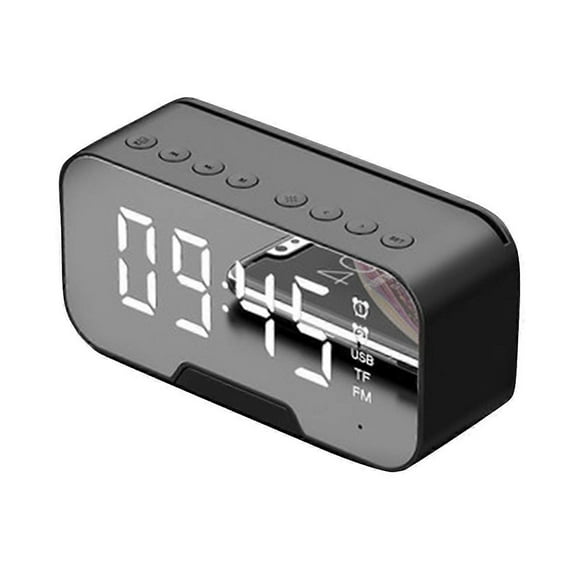 Digital Clock Radio, Fm Radio with Bluetooth Speaker, Dual Alarm, Large LED Display, Music Player, Stand - Black