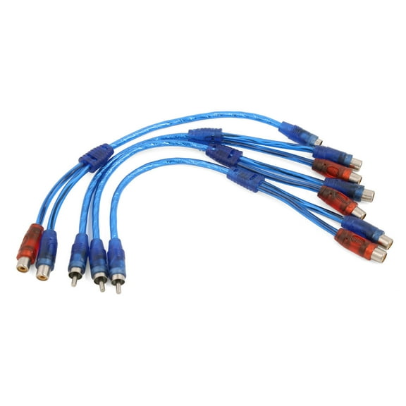Unique Bargains RCA 1 Male to 2 Female Adapter Stereo Audio Y Splitter Cable Wire 4pcs