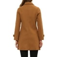 thumbnail image 3 of INSPIRE CHIC Women's Peter Pan Collar Winter Outwear Trench Pea Coats S Brown, 3 of 6
