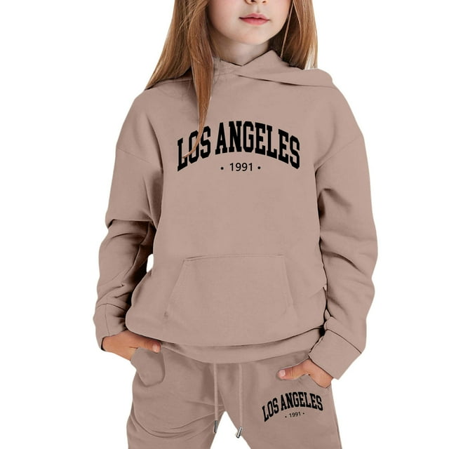 Girls Outfits Hoodies Letter Print Sweatshirt Stylish Comfortable Everyday Wear
