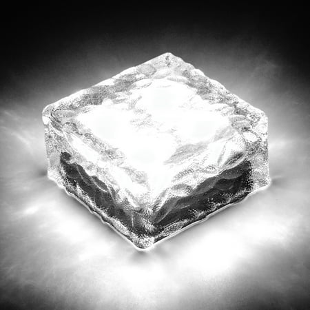 - Waterproof Solar Path Ice Cube Rocks LED Frosted Glass Brick Paver Garden Light Pure White
