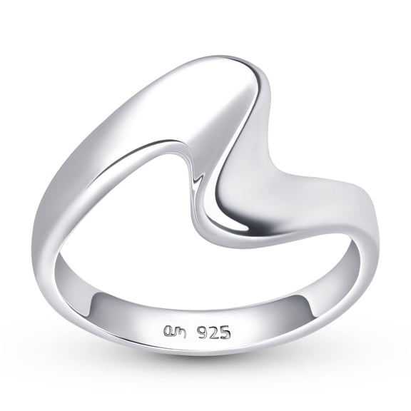 Amberta Solid 925 Sterling Silver Wave Ring for Women | Ocean Wave Ring Sterling Silver | Silver Wavy Ring | Silver Stackable Rings for Women: Wave Ring Size 4.75