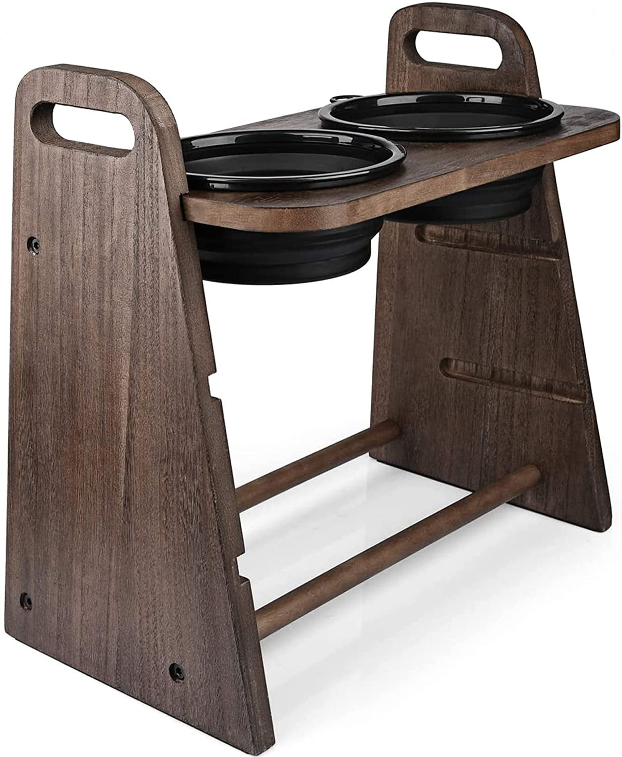 Emfogo Dog Bowls Elevated 3 Heights 4in 8in 13in Rustic Wood Elevated