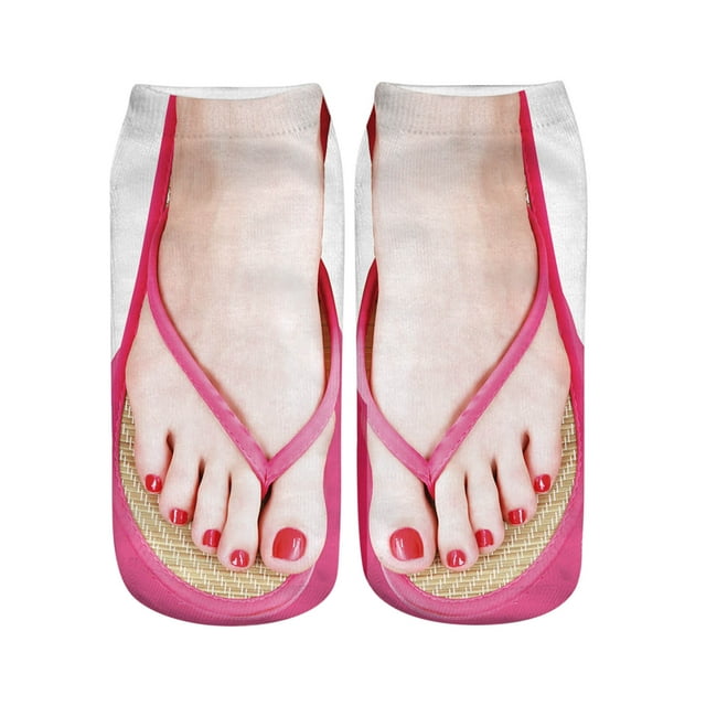 2025 Chaussettes Imprimé Manucure 3D pour Hommes 9-12 Chaussettes Flip Flop Amusantes Chaussettes de Soccer pour Hommes Chaussettes de Course Cachées Chaussettes de Randonnée pour Femmes Coupe Basse