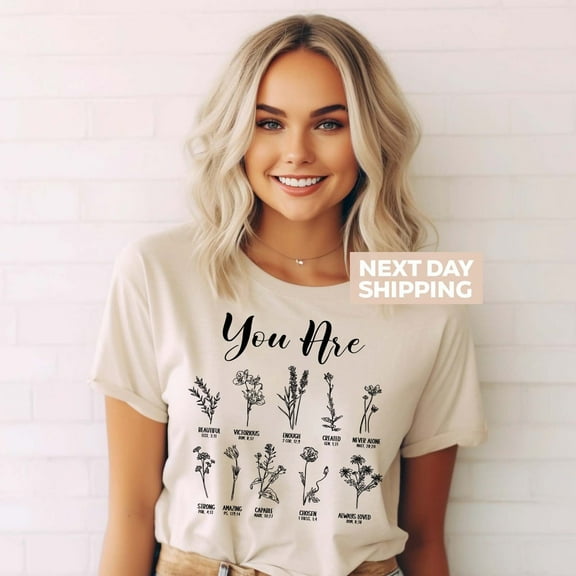 Sam Soft Your Are Bible Verse T-Shirt, Wild flower Christian Tee, Inspirational T-Shirt, Faith Shirt, Christian Apparel Shirt, Religious Mom Shirt