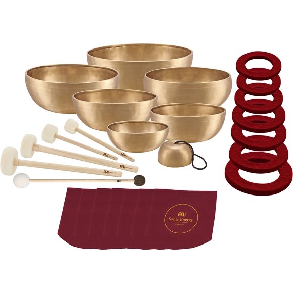 Meinl Sonic Energy 7 Piece Bronze Singing Bowl Chakra Set with Mallets, Felt Rings and Covers — Made in India — for Meditation, Yoga and Sound Healing Therapy, 2-Year Warranty, inch (SB CHA)