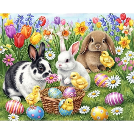 Springbok 500 Piece Three Easter Bunnies Jigsaw Puzzle – Poster Now Included