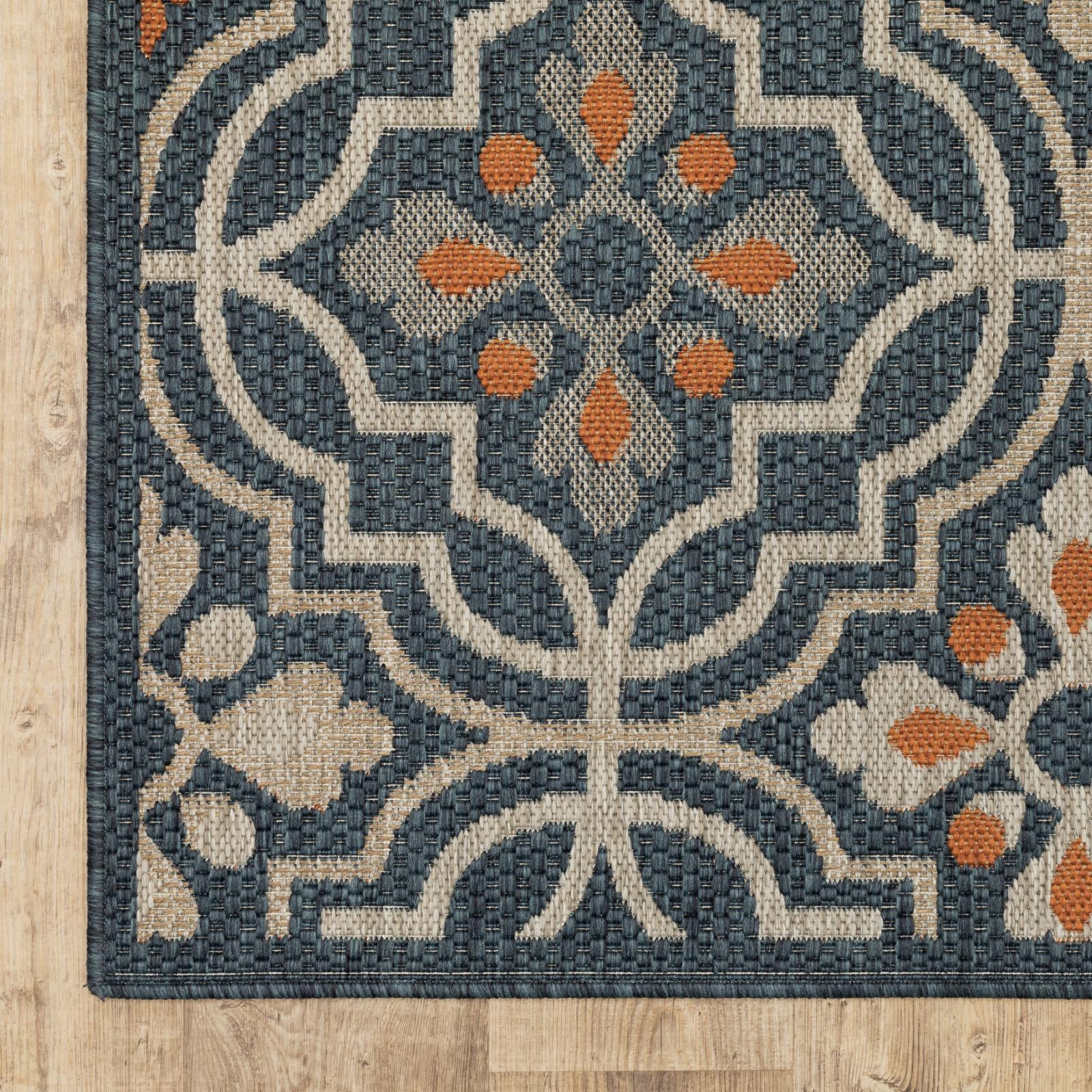 Avalon Home Lakeland Trellis Indoor/Outdoor Rug, 5'3" X 7'3", Grey/ Orange