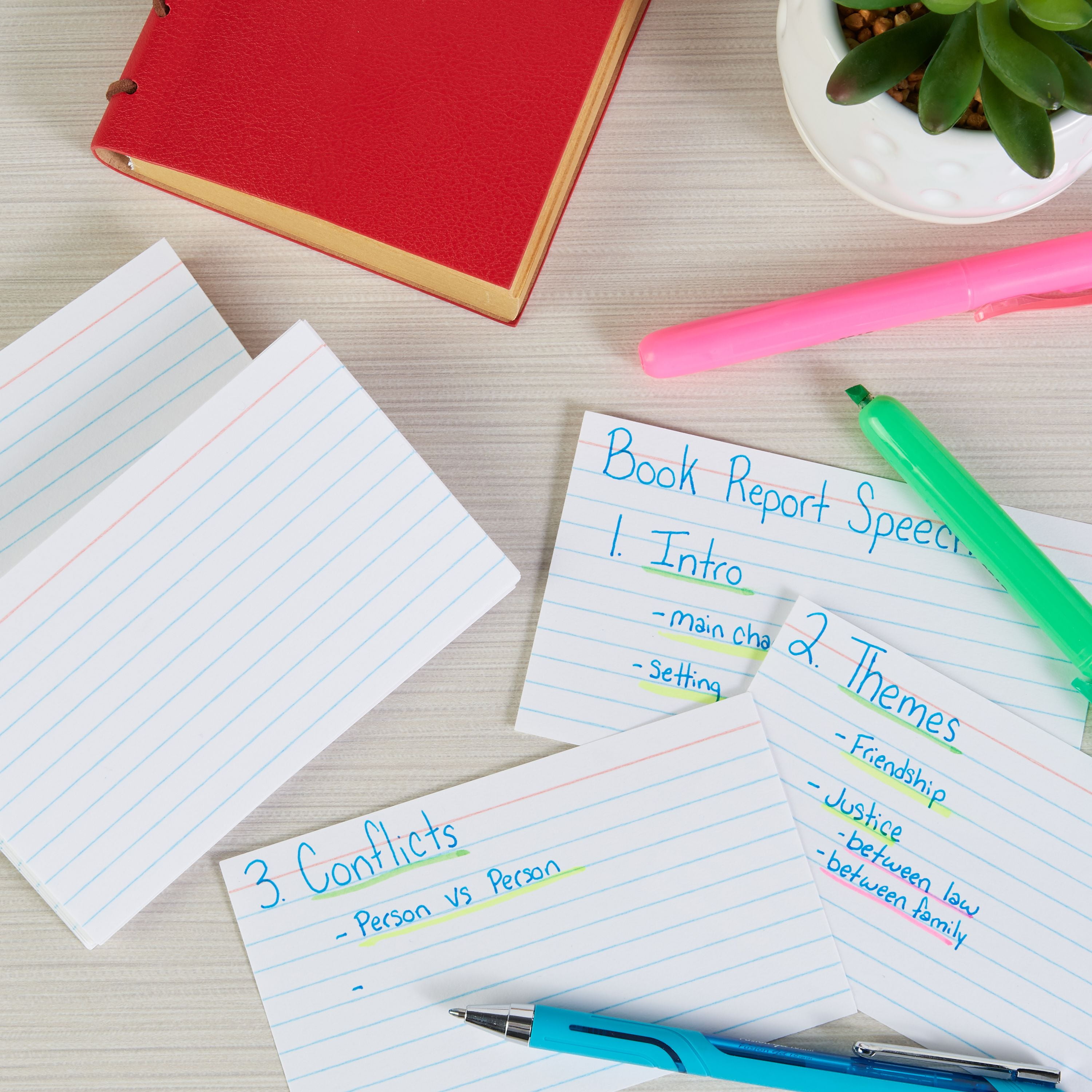 Pen+Gear Ruled Index Cards, 3" x 5", White, 100 Count