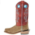 thumbnail image 2 of Old West Western Boots Boys Square Fancy Leather Suede Camel Red 8206, 2 of 5
