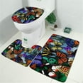 thumbnail image 2 of Multicolor Butterfly Group Pattern Bathroom Rugs Sets 3 Piece,Toilet Cover Set,Absorbent Non Slip Bathroom Mats Sets with U-Shaped Contour Rug Toilet Rug Set, 2 of 5