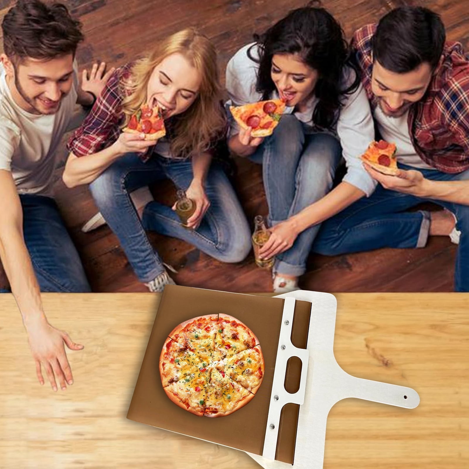 Sliding Pizza Peel Shovel + Free Replacement Tarpaulin Removable Wooden Handle Pizza Spatula with Tarps Baking Tools Drop shipping