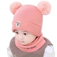 thumbnail image 4 of ZOELNIC Toddler Baby Soft Winter Warm Knitted Hat Earflap Beanie Scarf Set Caps- Pink, 4 of 12