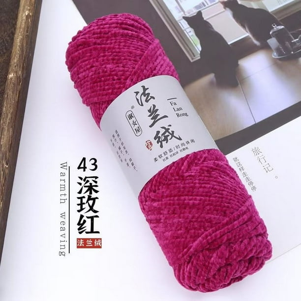 Zhuge Hilo de felpa de terciopelo de 150 g para crochet y tejido - Hilo de manta de chenilla suave y grueso, rojo rosa intenso