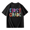 thumbnail image 3 of Arlun Kids Unisex First Grade Short Sleeve T-Shirts Back to School Outfits 1st Grade Letter Print First Day of School Graphic Tee Casual Crew Neck Tops for Girls Boys 140, 3 of 8