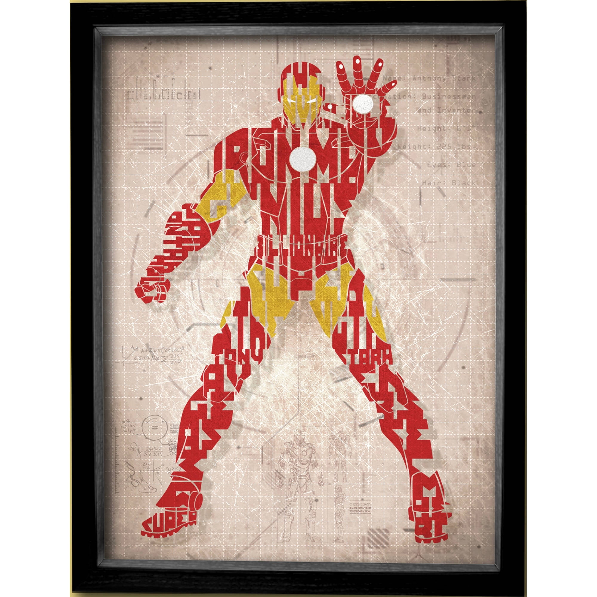 Marvel Printed Glass Iron Man Shadowbox Frame Com