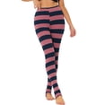 thumbnail image 1 of Allegra K Las polainas del traje de la Navidad de las mujeres imprimieron los pantalones del estribo de la yoga de la cintura elástica de la cintura alta Raya rosa azul marino S, 1 of 5