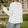 thumbnail image 3 of Fashion Women's Casual Lace Long Sleeve T Shirt Breathable Loose Fit Blouse Hollow Out Design Comfortable Top For Daily Wear Business Blouses for Women Womens Shirts Dressy Casual Summer Athletic, 3 of 5