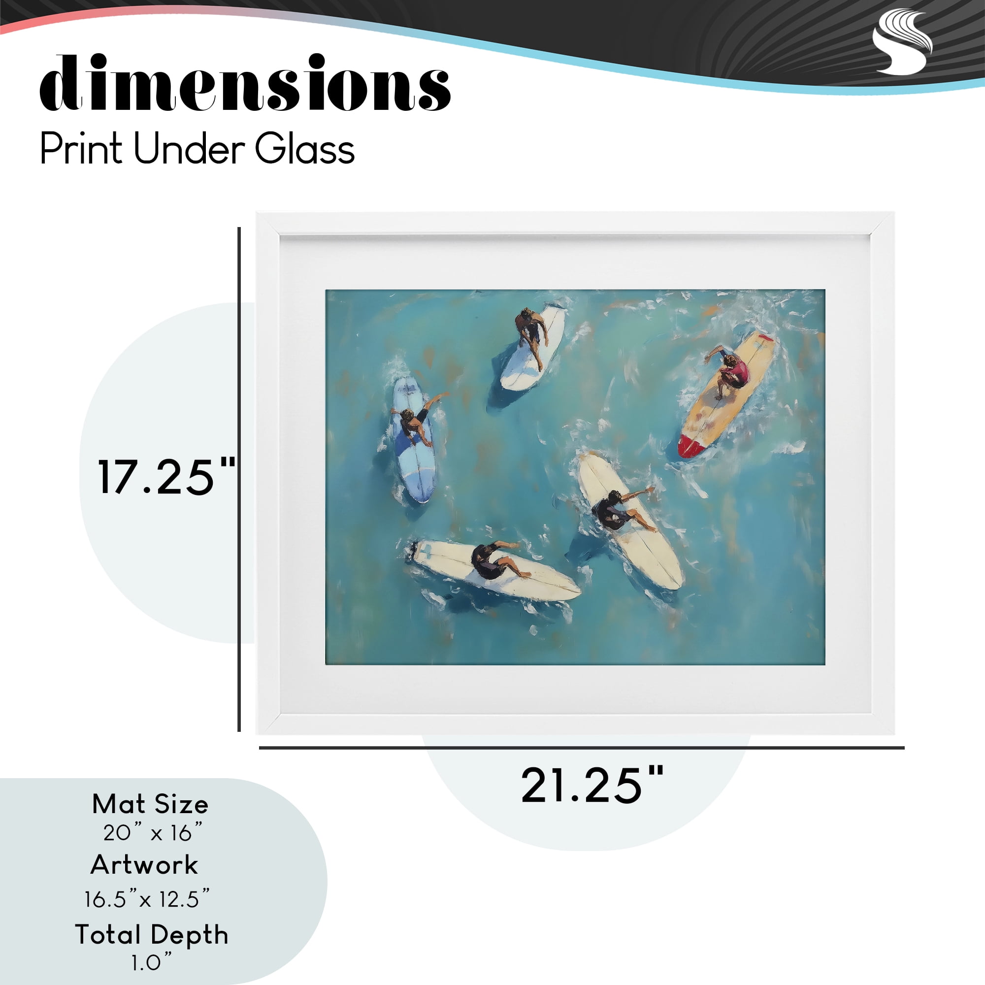 Stupell Industries Group of Surfers at Sea White Framed Print Under Glass, design by LSR Design Studio