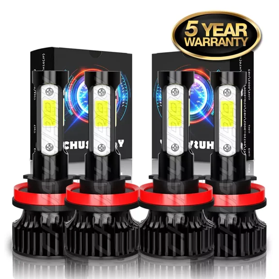 H11 H11 LED Combo Headlight Bulbs Kit, 6000K Super Bright White, 4-Pack