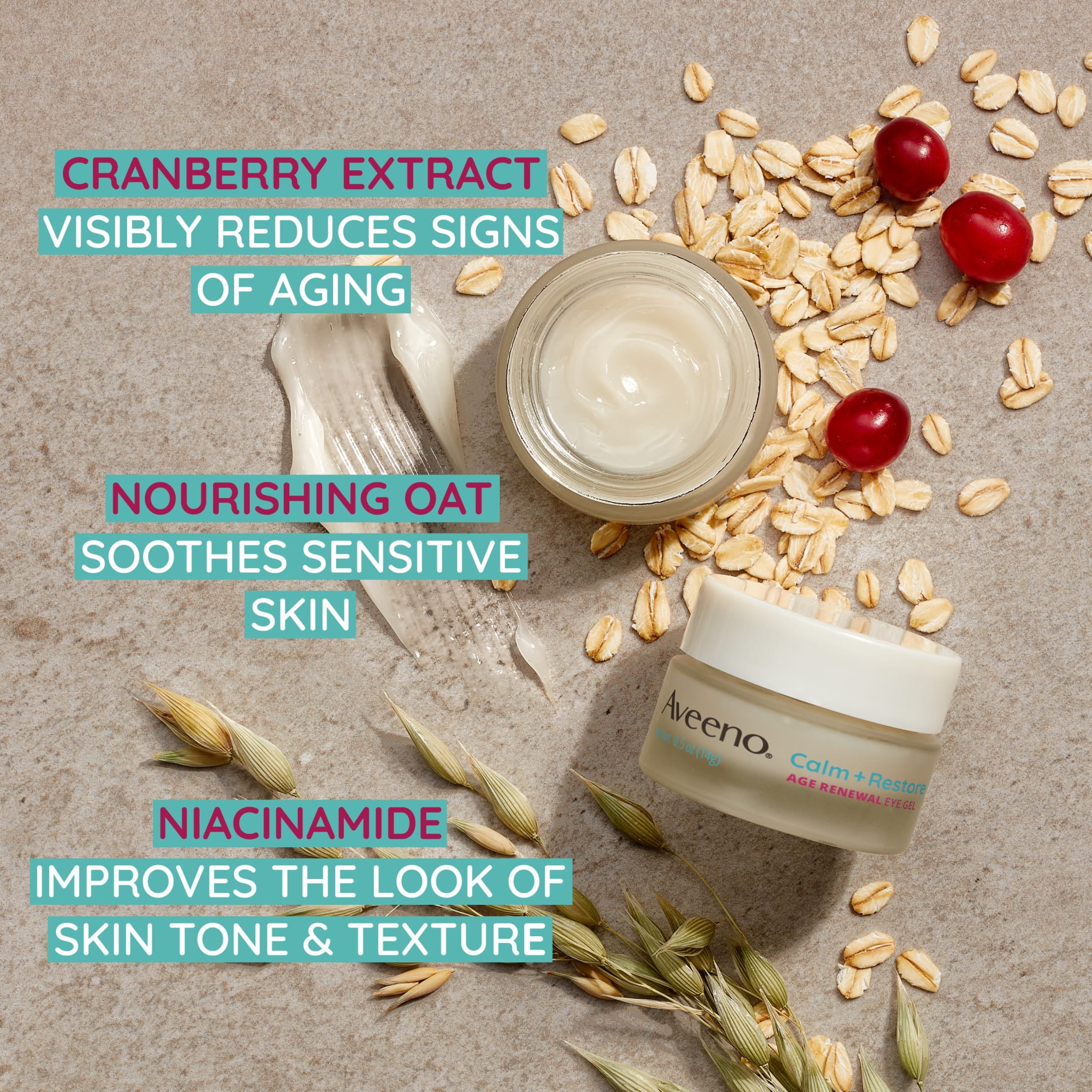 Aveeno Calm + Restore Age Renewal Anti-Wrinkle Under Eye Gel, 0.5 oz