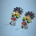 thumbnail image 2 of Yellow Gold Plated Cubic Zirconia Multicolor 925 Silver Long Flower Drop Earring, 2 of 9