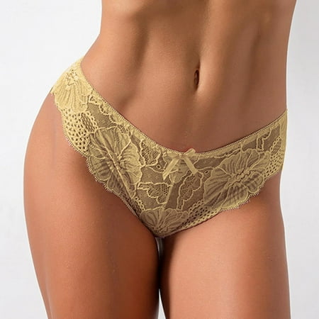 Pavied Cotton Underwear Seamless Underwear Custom Letter Logo Low Waist Striped Tangas No Show Bikini Custom Thongs Women Underwear Panties Cotton Thong Womens Underwear Bikini Underwear Khaki M