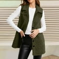 thumbnail image 2 of larppty Long Fleece Vest Women Sleeveless Sherpa Jacket Winter Cloting for Women Warm Button Down Coat Outerwear (AG, L), 2 of 6