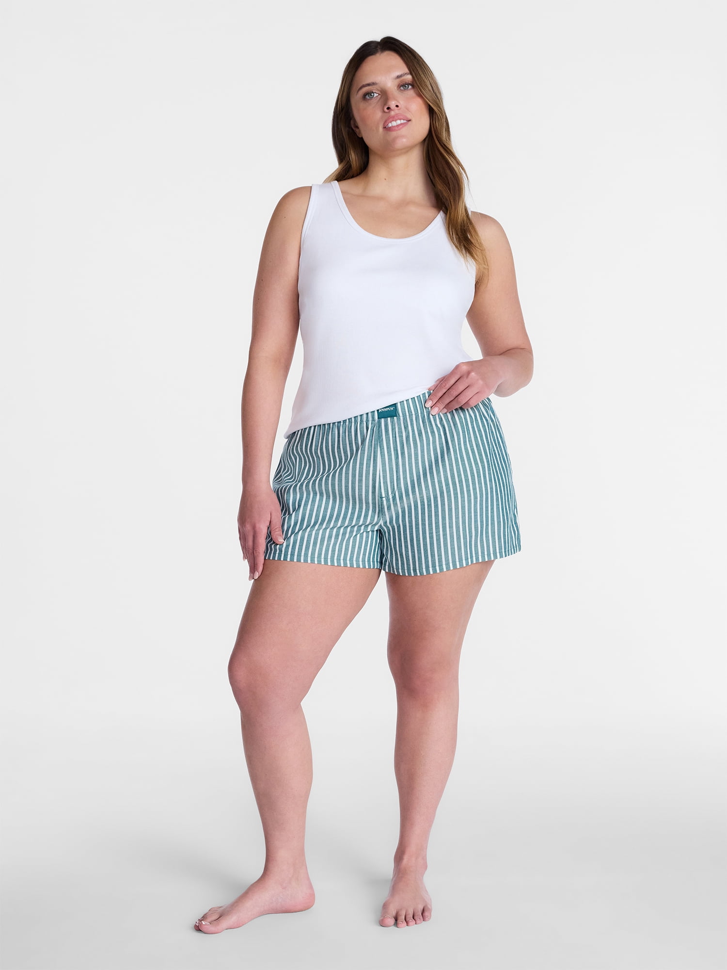 Joyspun Women's Woven Pajama Boxer Shorts, Sizes XS to 2X