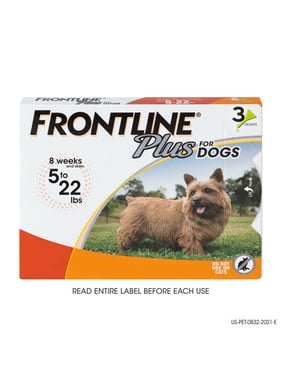 FRONTLINE Plus for Small Dogs (5-22 lbs) Flea and Tick Treatment, 3 Doses
