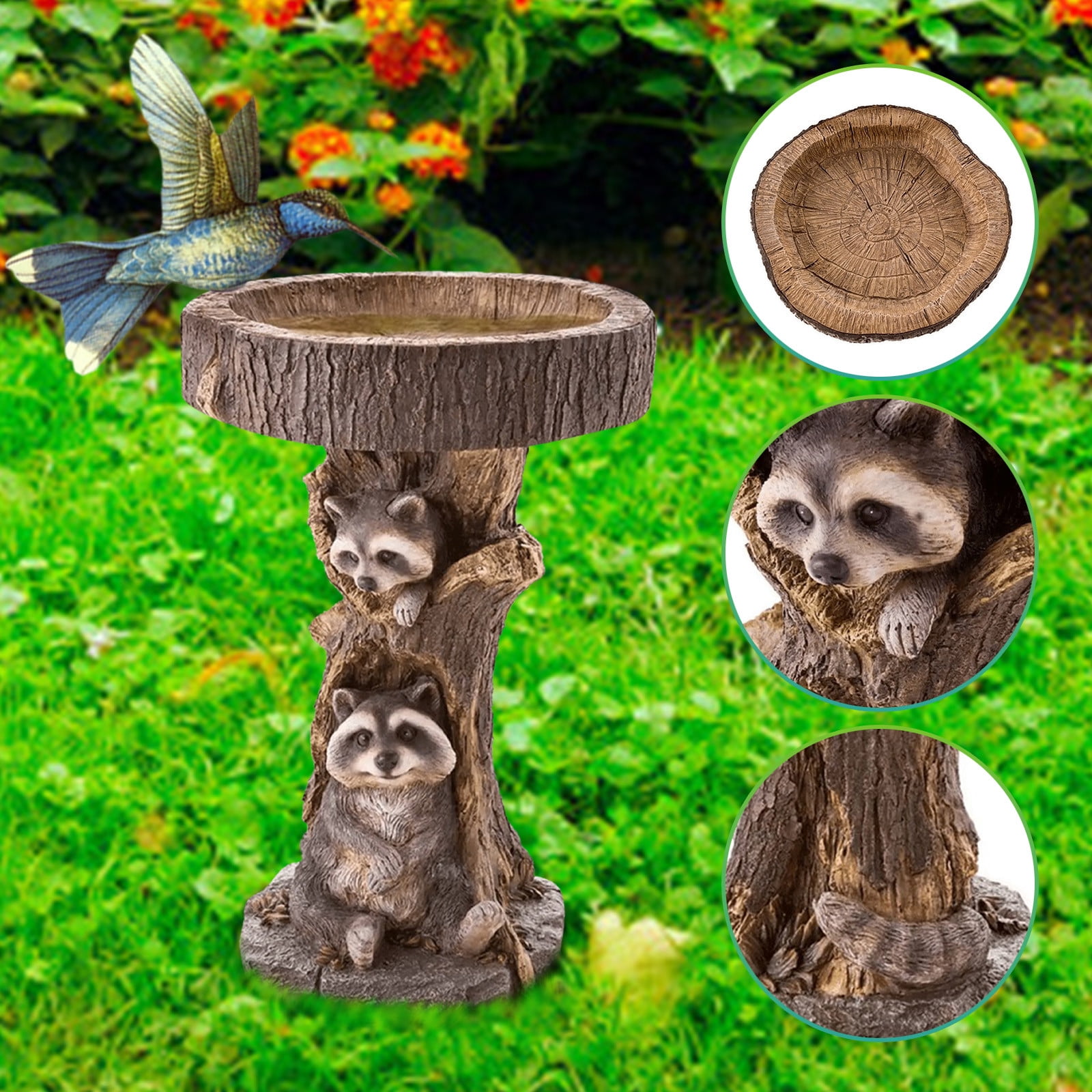 Bird Baths for Outdoors,Brown Polyresin Handmade for Outdoor Decoration 7.9 in 12