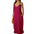 thumbnail image 3 of OVAFBAU Summer Dresses for Women Boho Print Sleeveless V Neck Backless Ankle Length Beach Vacation Dress Summer Outfits, 3 of 7