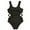 Black, variant on Girls One Piece Swimsuits New Solid Color Cutout Waist One Piece Swimsuit for Girls Cute Summer Bathing Suit Slim Fit One Piece Size 9-10Y