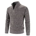 thumbnail image 2 of Men's Half High Neck Pullover Bottom Shirt Slim Winter Half Zipper Knit Simple Solid Colour Sweater Clothes, 2 of 2