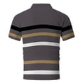 thumbnail image 7 of Fnnxeal Mens Polo Shirts Short Sleeve Striped Button Collared Summer Casual Polo Dark Gray Shirts for Men Size XL, 7 of 7