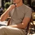 thumbnail image 5 of IYTR Mens Shirts Short Sleeve T-Shirt Slim Fit Crew Neck Solid Color Basic Soft Cotton Daily Wear Casual Essential Top (Brown,XXL), 5 of 9