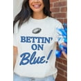 thumbnail image 6 of Show Your Team Spirit with this White Graphic Tee: 'BETTIN ON' Blue Rugby Football Design | [ZhiHiMeRi] | (US 12-14)L, 6 of 10