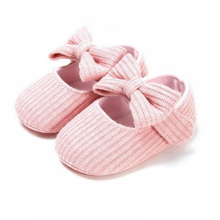 

Apocaly Newborn Baby Girl Soft Soled Shoes Solid Bow Casual Shoes Autumn 0-18M