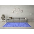 thumbnail image 3 of Ahgly Company Machine Washable Indoor Square Oriental Blue Traditional Area Rugs, 4' Square, 3 of 4