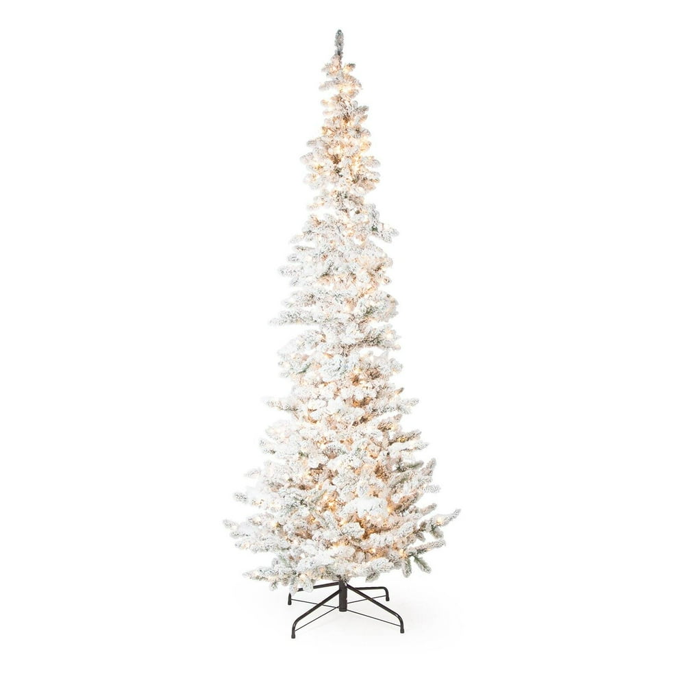Sterling Tree Company Narrow Flocked Austin Pine PreLit Slim Christmas