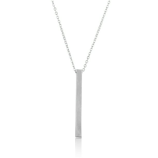 Coastal Jewelry - Rectangle Bar Stainless Steel Necklace (1.1mm) - 17 ...