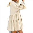 thumbnail image 2 of Wirziis Women Summer Dress V-Neck Solid Long Sleeve Casual Loose Flowy Swing Dress, 2 of 5