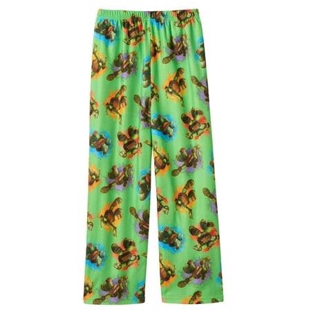 Teenage Mutant Ninja Turtles Boys Green Flannel Sleep Pants Pajama Bottoms