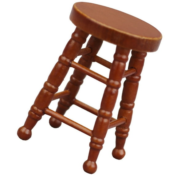 Yokua Wood Display Stool Realistic Round Top Chair Zakka Model for 1:12 Scale